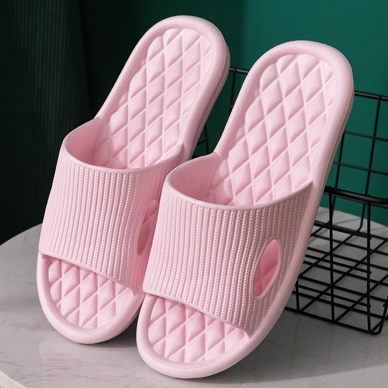 Soft Home Slippers Couple Summer Indoor Skid Proof Bathroom Slippers Sandals Hotel Solid Color Men Women Flip Flops Flat Shoes