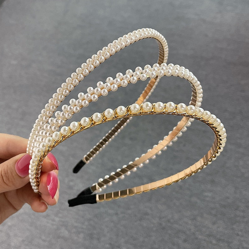 Women Simulated Pearl Hairbands Jewelry 2020 New Fashion Flower Headband Hair Hoops Holder Ornament Gift Girls Accessories