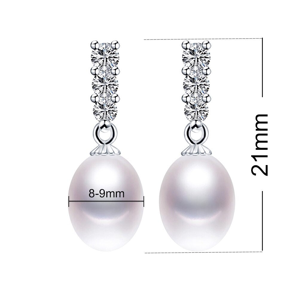 Dainashi Natural Freshwater Pearl Drop Earrings Fine Jewelry For Women Fashion Shiny Zircon 925 Silver Party Wedding Accessories