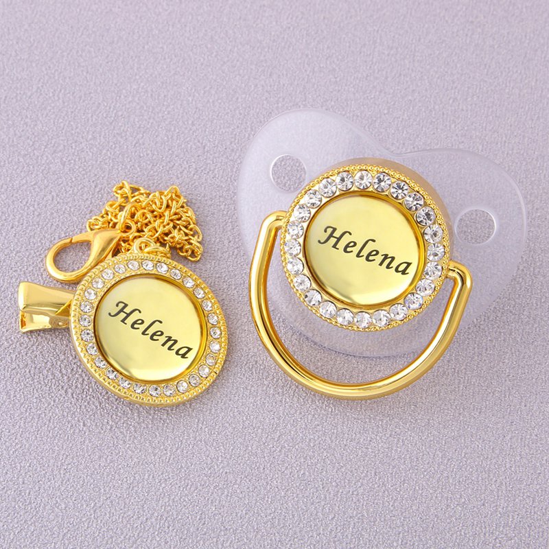 Customized Golden Pacifier and Clip for 0-18 Months | BPA-Free, Personalized with Any Name | Luxury Baby Pacifier for Baby Shower Gift. There is a wide range of colors..