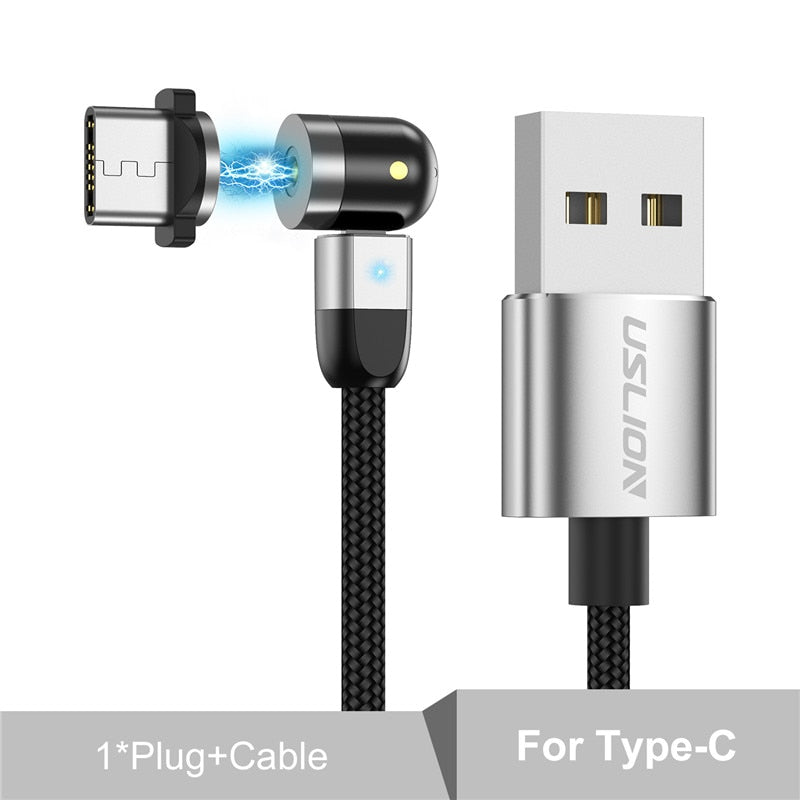 USLION 2020 New 540 Degree Rotate Magnetic Cable Micro USB Type C Cable Magnetic Charging Cable For iPhone 11 Pro Max Data Line