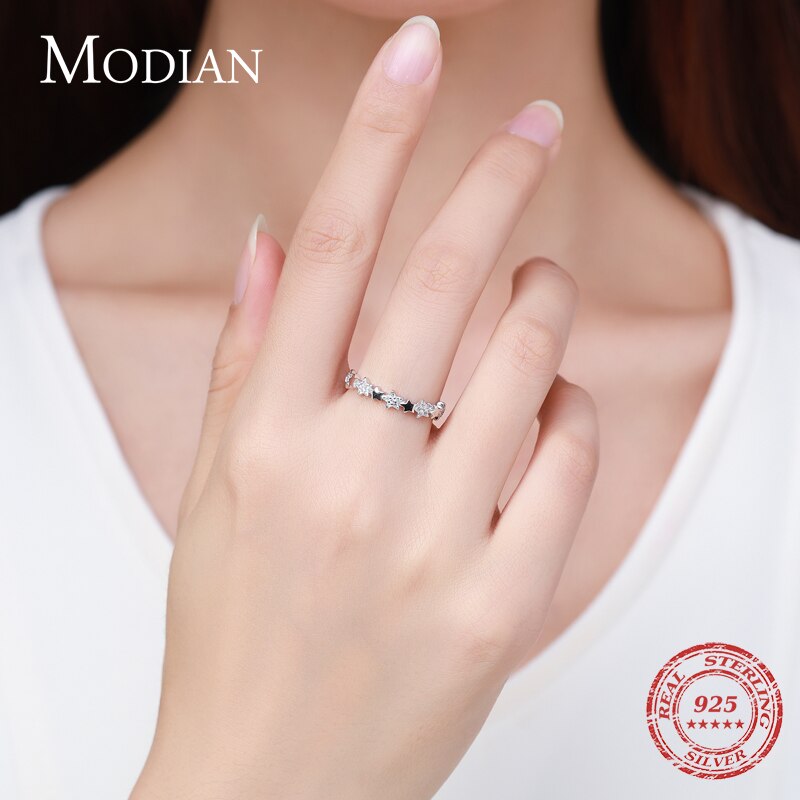 Modian Solid 925 Sterling Silver Sparkling Clear CZ Stars Stackable Finger Rings For Women Fine Jewelry Valentine's Day GIFT