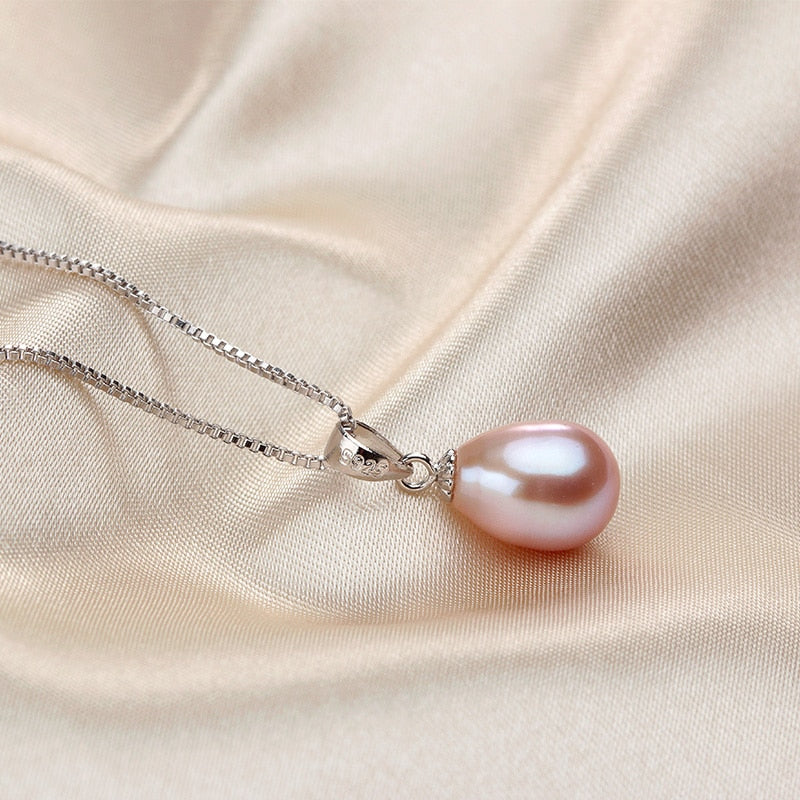 AAAA Genuine Freshwater Pearl Pendants 8-9mm 925 Sterling Silver Necklace For Women Wholesale Small Size Natural Pearl Jewelry