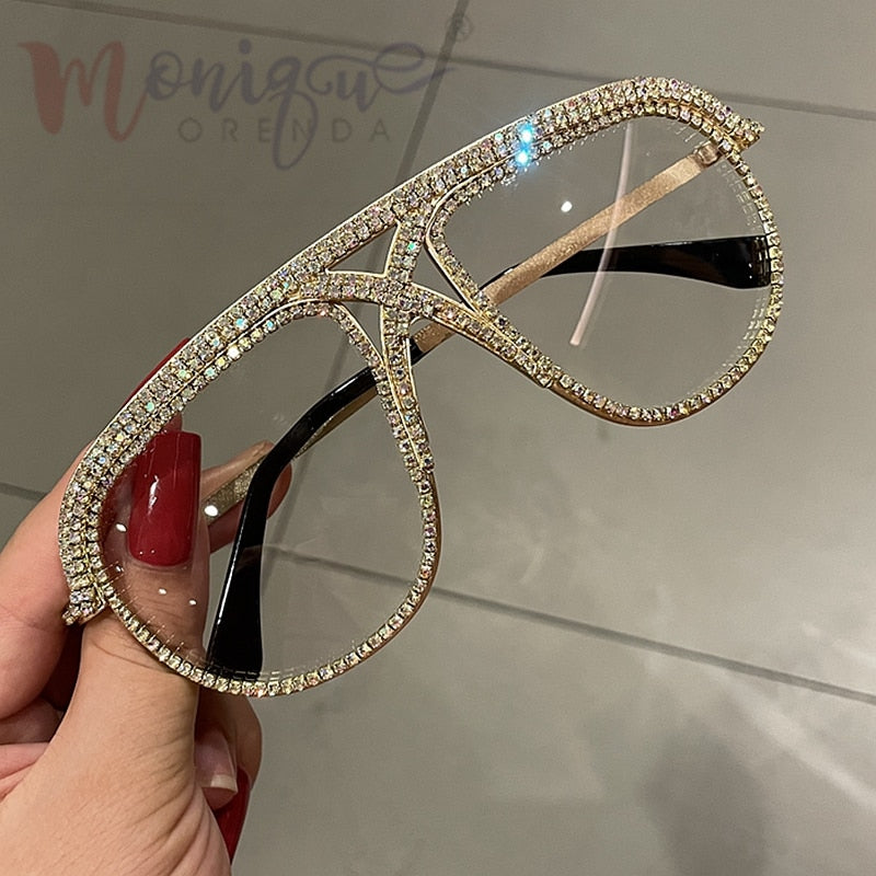 Sunglasses Women 2022 Rhinestone Oversized Sun Glasses Men Luxury Designer Eyeglasses Oculos De Sol Feminino