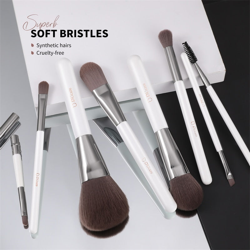 DUcare Makeup Brushes Set 8Pcs Professional Germany BASF Fiber Hair With Holder Foundation Eyeshadows Eyebrow Makeup Brush Kit