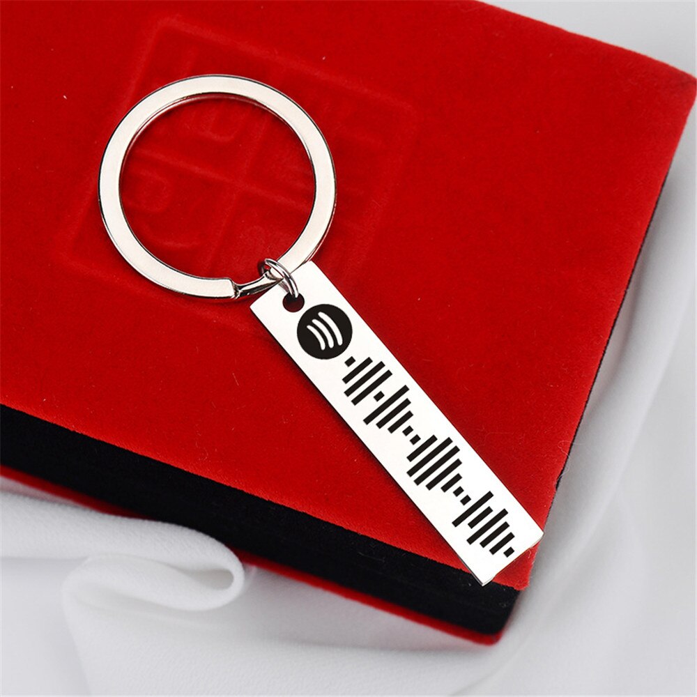 Personalized Music Spotify Scan Code Keychain For Women Men Stainless Steel Keyring Custom Laser Engrave Spotify Code Jewelry