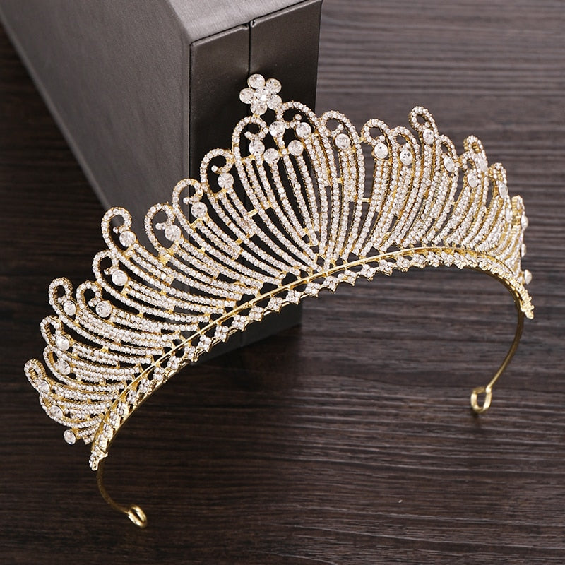 Rhinestone Crystal Tiara Crown Wedding Hair Accessories Bridal Tiara Hair Crown Wedding Hair Jewelry Crystal Tiara Golden Diadem