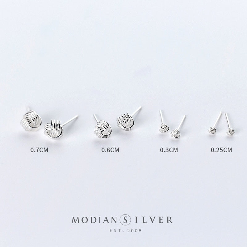 Modian New Arrival Lovely Knotted Stud Earrings for Women Sterling Silver 925 Anti-Allergy Four Size Ear Pin Fine Jewelry Gift