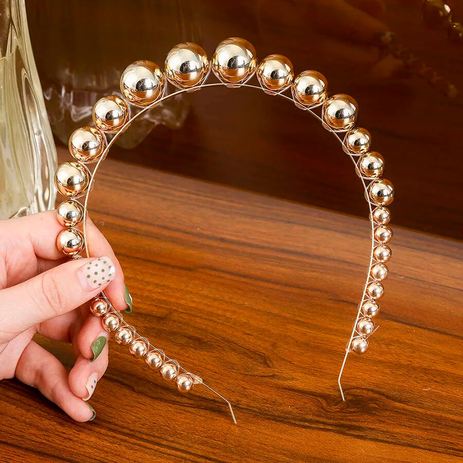 Levao Fashion Gold Pearl Hairband Beaded Headband for Women  New Big Pearls Beads Hair Hoop Hairbands Girls Hair Accessories