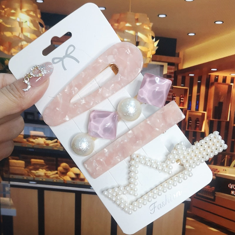 Korea Shiny Crystal Hair Clip Set Fashion Hair Accessories 2022 Trend For Women Girl Pearl Rhinestone Hairpin Side Clip For Hair