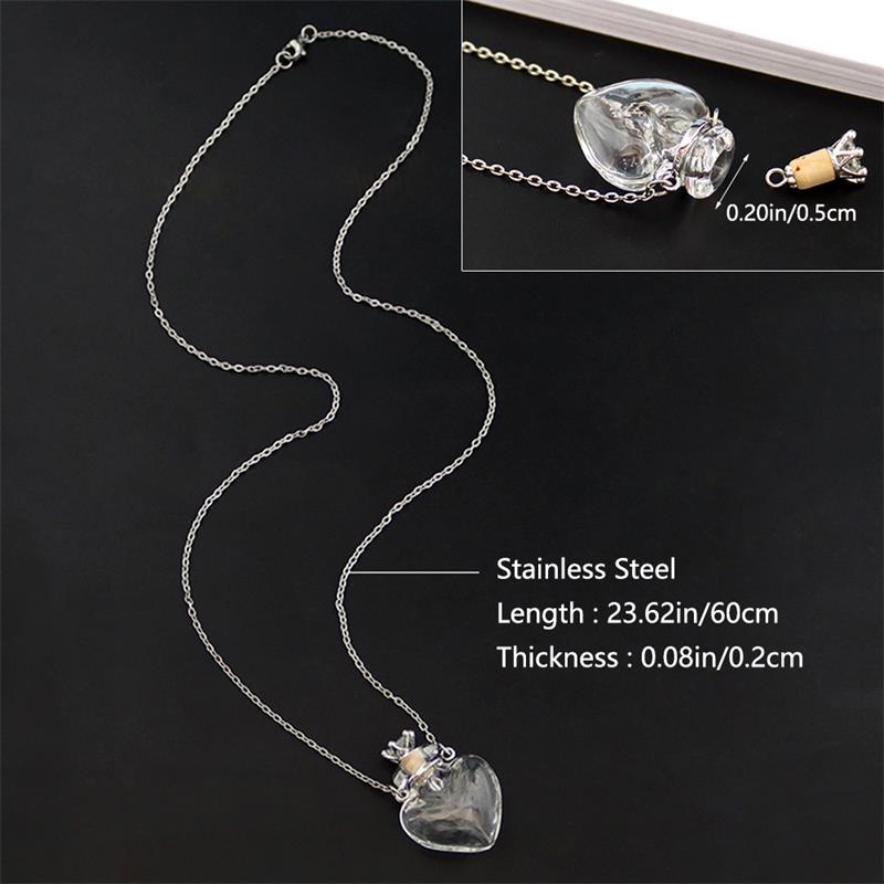 1PC Glass Heart Vial Cremation Pendant Necklace Ash Case Holder Keepsake Necklace Memorial Jewelry Urn Necklace for Ash