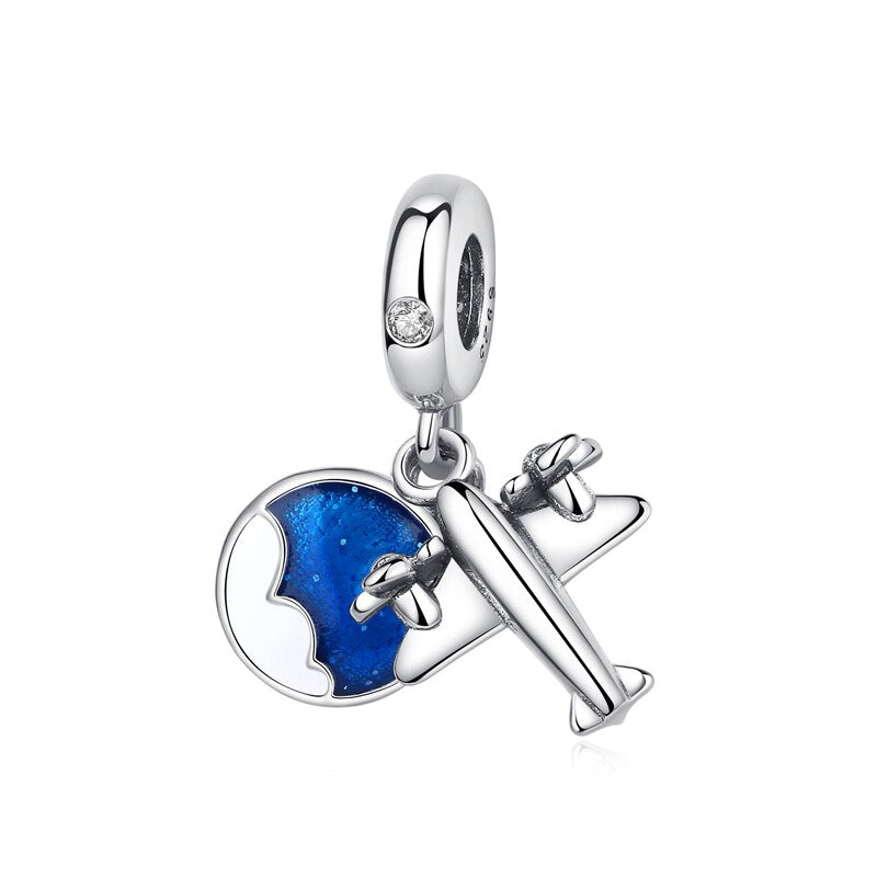 Original 925 Sterling Silver Charm Bead Travel London Bus Camera Suitcase Paris Charms Fit Pandora Bracelets Women Diy Jewelry