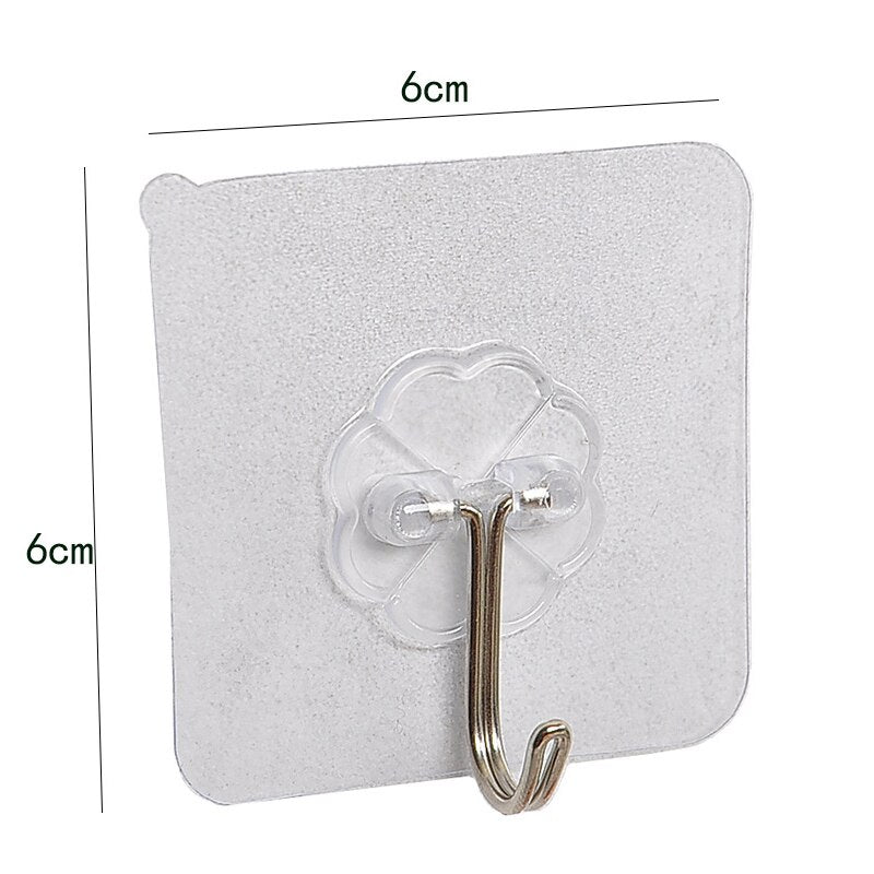 10/20 Pc Set Kitchen Bathroom Plastic Transparent Self Adhesive Hook Door Wall Hangers Coat Hook