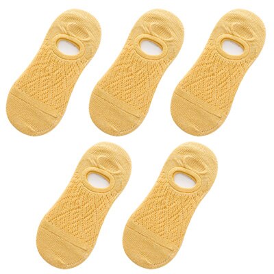 5 Pairs/Set Women Silicone non-slip invisible Socks Summer Solid Color Mesh Ankle Boat Socks Female Cotton Slipper No show Socks