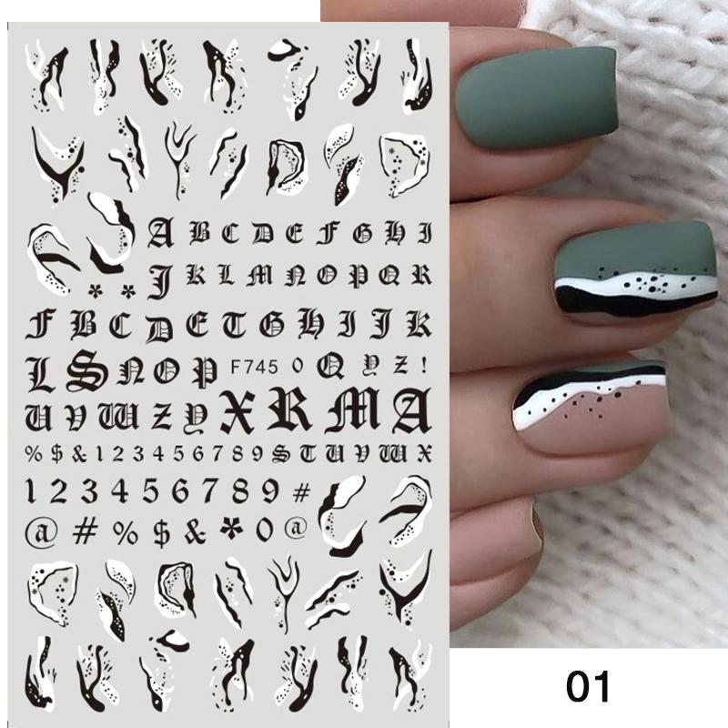 1PC Heart Love Design 3D Nail Sticker English Letter stickers Face Pattern Trasnfer Sliders Valentine&#39;s Day Nail Art Decoration