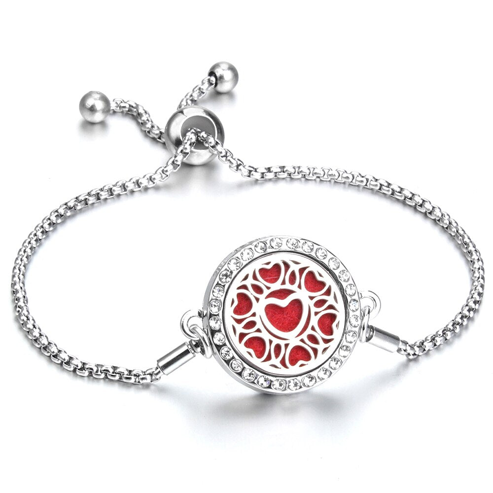 Aromatherapy Bracelet Essential Oil Diffuser Locket Tree of Life Adjustable Perfume Bracelet Crystal Magnetic Bracelet for Women