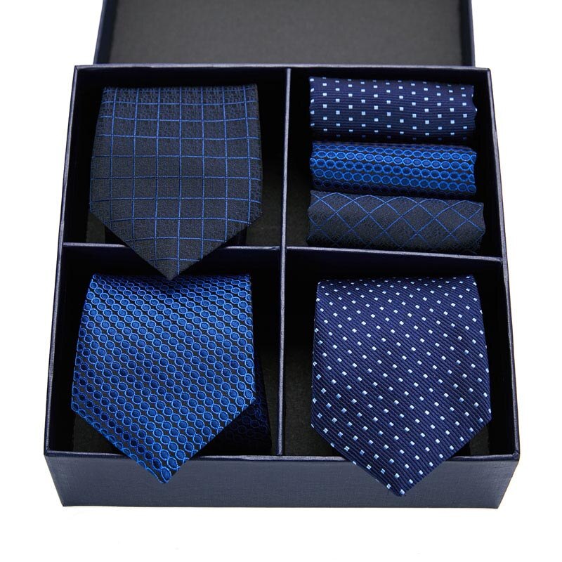 Gift box packing Silk Ties For Men Novelty Hanky  Set 3 Styles  Men's Tie Formal Red Cravat for Wedding Business Necktie