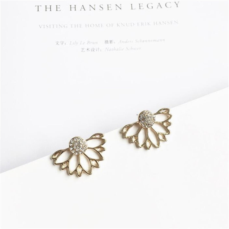 2022 New Crystal Flower Drop Earrings for Women Fashion Jewelry Gold Colour Rhinestones Earrings Gift for Party Best Friend