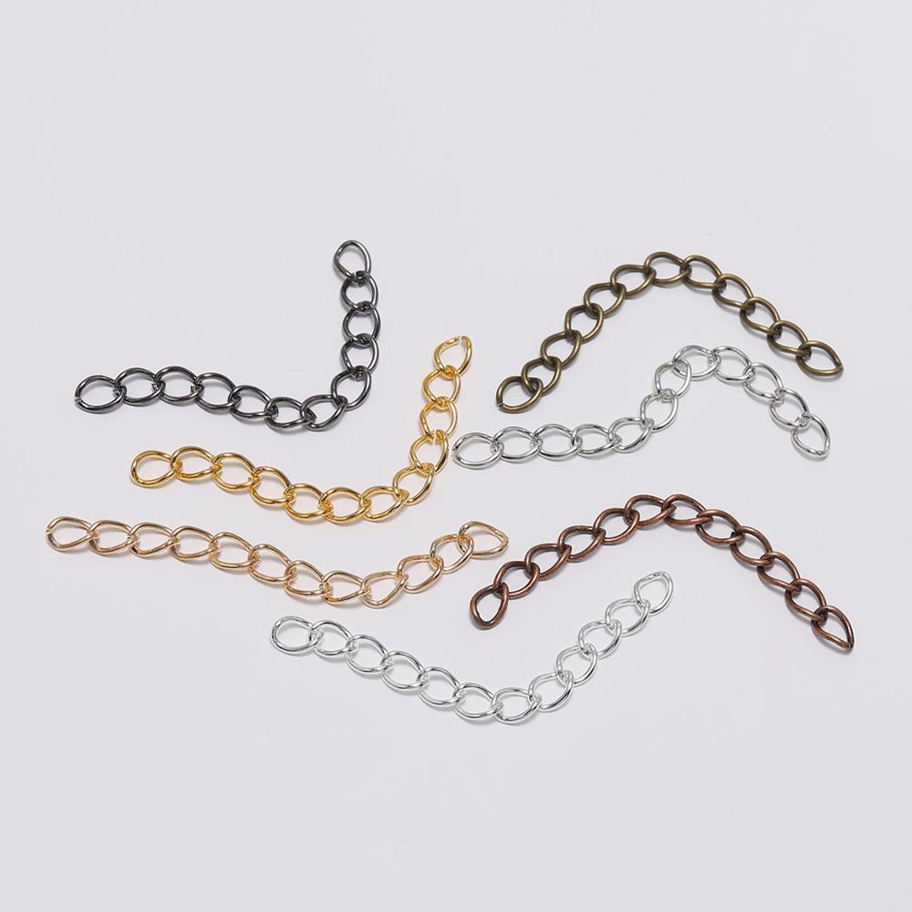 100pcs/lot 50mm 70mm  Necklace Extension Chain Bulk Bracelet Extended Chains Tail Extender For DIY Jewelry Making Findings