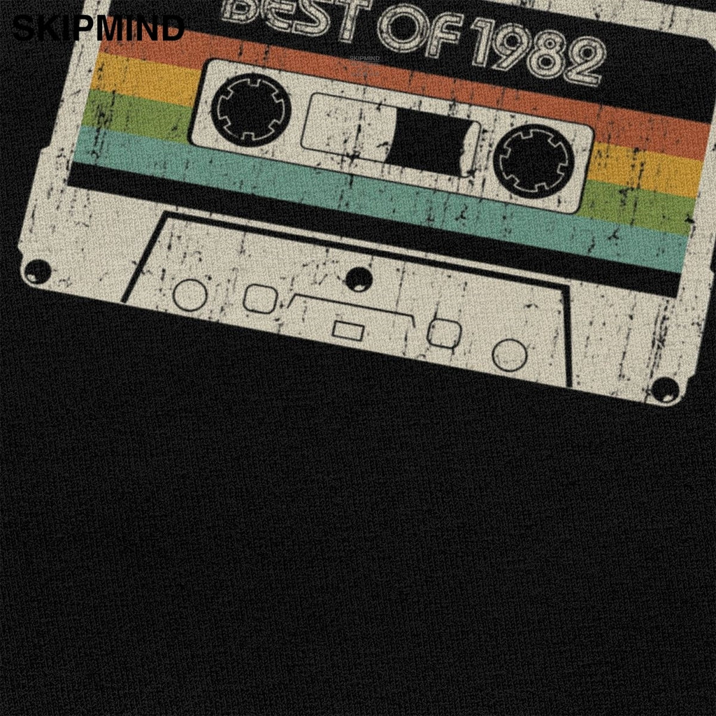 Vintage Best Of 1982 T Shirt Men 38th Birthday Cassette T-shirt Short Sleeves  O-neck Cotton Tshirt Fashion Tee Top Merchandise