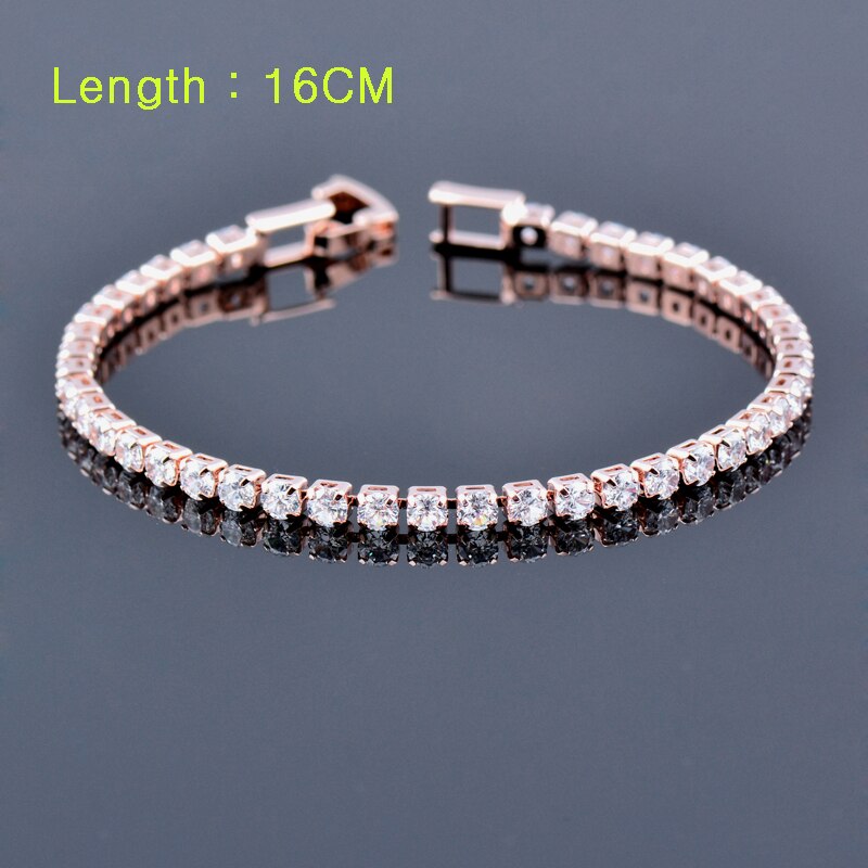 SINLEERY 16CM Round AAA Cubic Zirconia Tennis Bracelet For Women Rose Gold Silver Color Bridal Wedding Jewelry ZD1 SSF