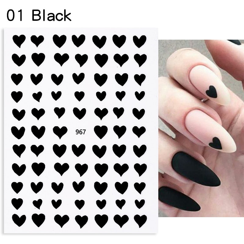 1PC Heart Love Design 3D Nail Sticker English Letter stickers Face Pattern Trasnfer Sliders Valentine&#39;s Day Nail Art Decoration