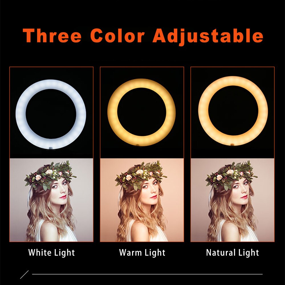 26cm/16cm Protable Led Selfie Round Circle Light For Youtube Live Streaming Studio Video Dimmable Photography Lighting With USB Cable