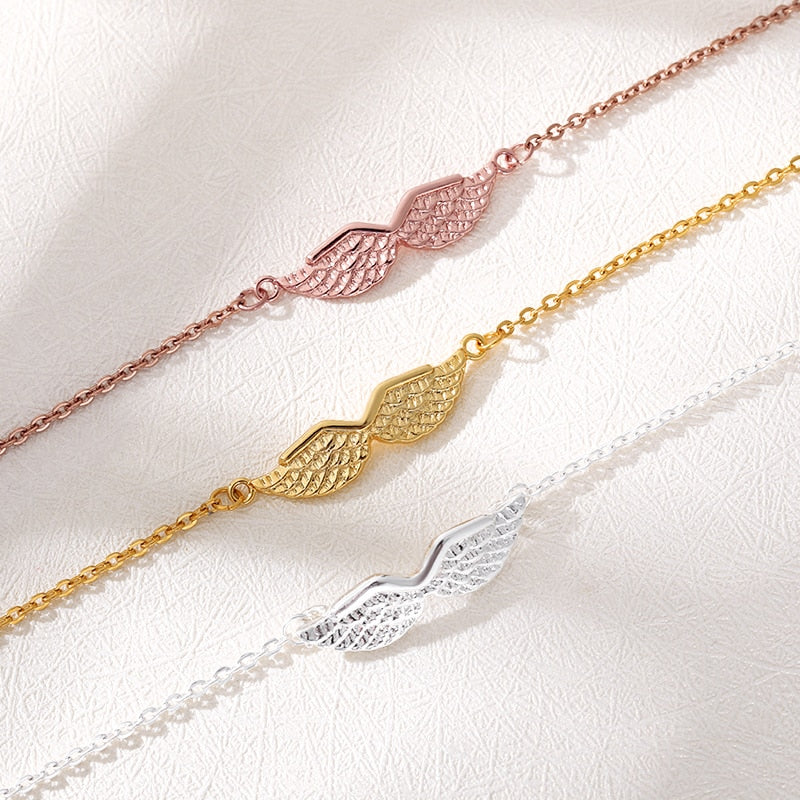 Stainless Steel Angel Wings Bracelets For Women bijoux Vintage Gothic BFF Bracelet Female Gold Color Pulsera Mujer Jewelry