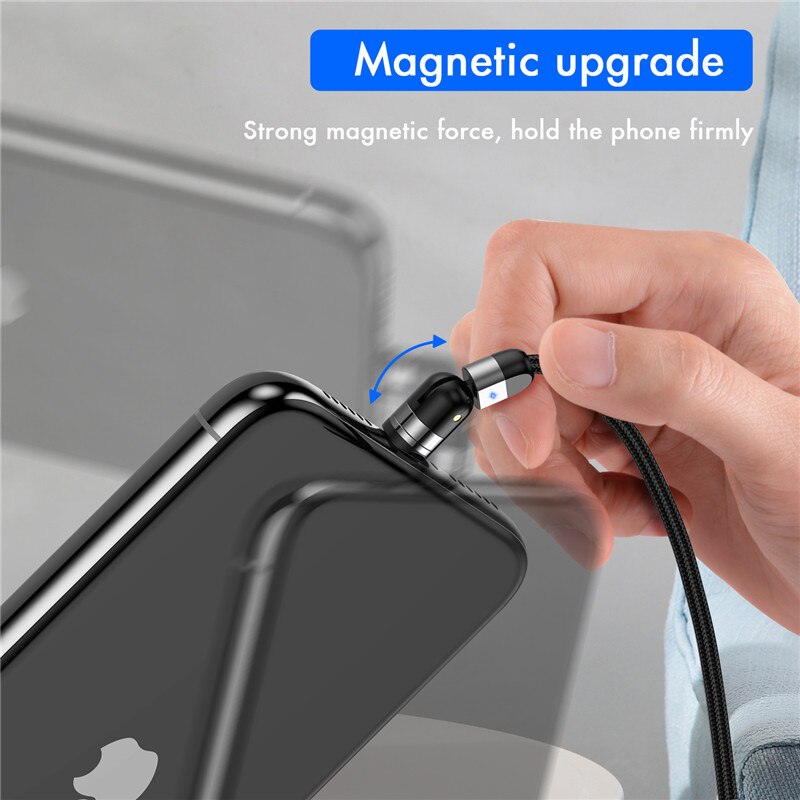 USLION 2020 New 540 Degree Rotate Magnetic Cable Micro USB Type C Cable Magnetic Charging Cable For iPhone 11 Pro Max Data Line