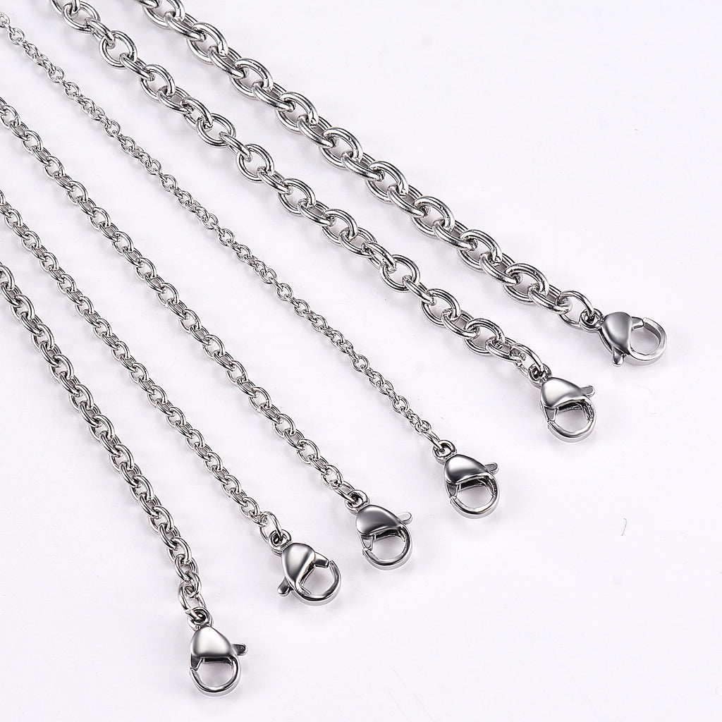 1Pc Width 1.5mm-6mm Stainless Steel Cross O Chain Necklace For Women Men DIY Jewelry Thin Bracelet Necklace