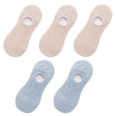 5 Pairs/Set Women Silicone non-slip invisible Socks Summer Solid Color Mesh Ankle Boat Socks Female Cotton Slipper No show Socks