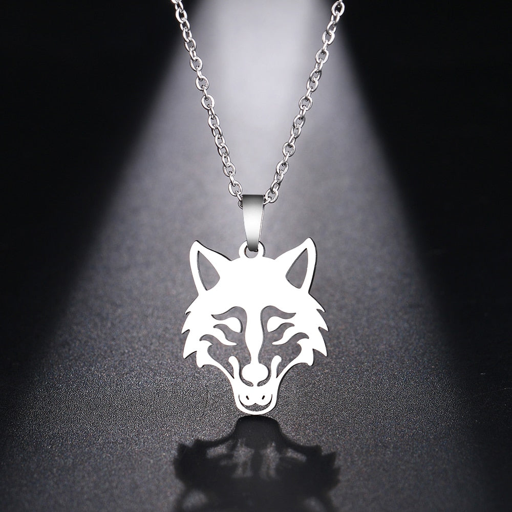 DOTIFI Stainless Steel Necklace For Women Man Wolf Head Choker Pendant Necklace Engagement Jewelry