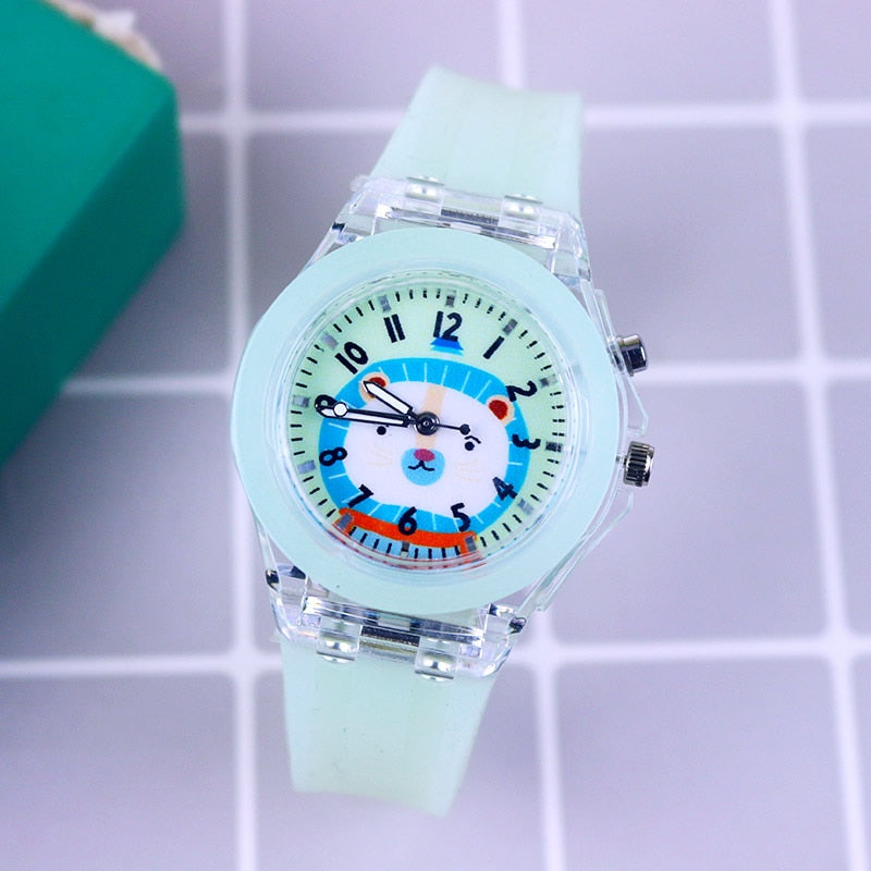 Disney Princess Elsa Kids Watches Girls Silicone Strap Cartoon Rabbit Dinosaur Light Children Wrist Watch Clock reloj infantil
