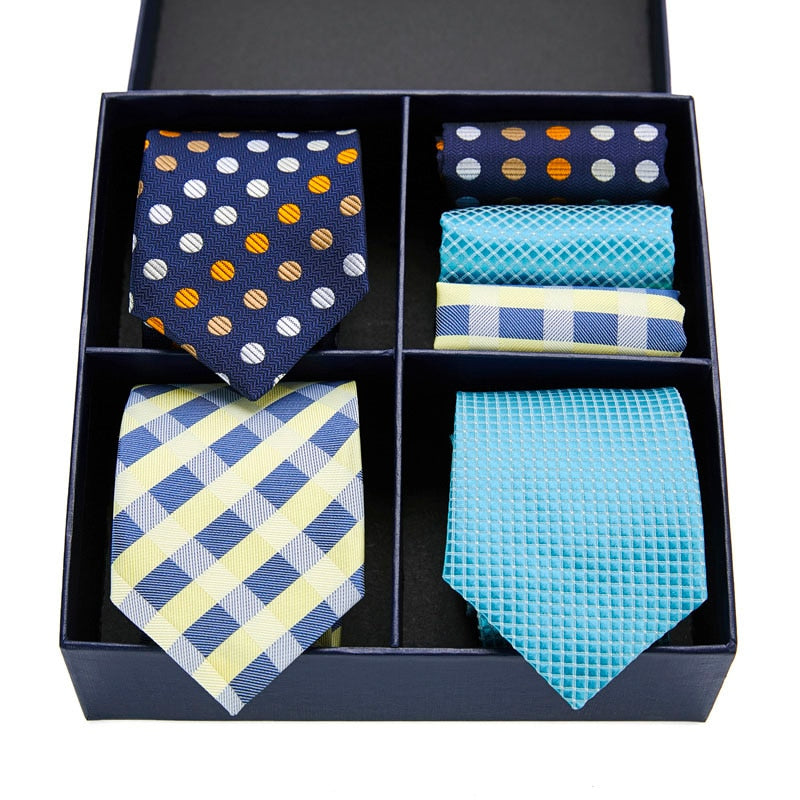 Gift box packing Silk Ties For Men Novelty Hanky  Set 3 Styles  Men's Tie Formal Red Cravat for Wedding Business Necktie