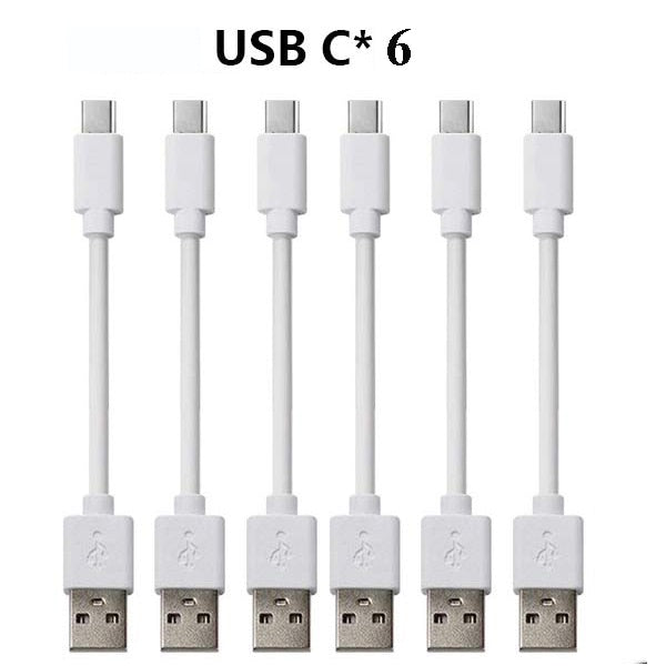 White 6PCS Short Cable 25CM Micro USB Type C Wire Charging Cord For iphone Android 2A Fast Charge Mobile Phone Charger Station