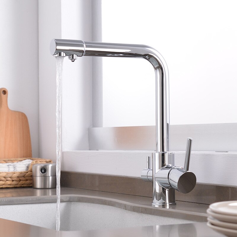 Kitchen Faucet with Filtered Water Dual Handle Drinking Water Tap Drinking Water Purifier Vessel Sink Mixer Hot Cold Water Tap