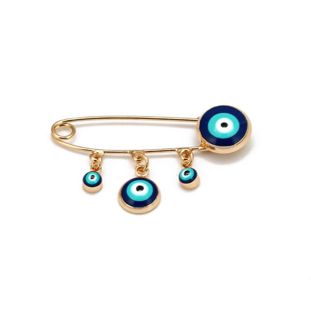 Lucky Eye Blue Turkish Evil Eye Brooch Pin for Women Men Dropping Oil Flower Crown Star Hamsa Hand Charm Fashion Jewelry BD52