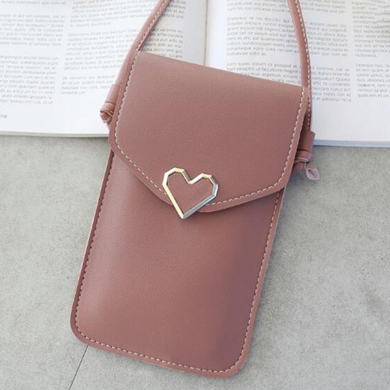 Transparent Touch Screen Retro Simple Mobile Phone Bag Women PU Chain Messenger Bags Small Flap Bag Mini Shoulder Bag Wallet