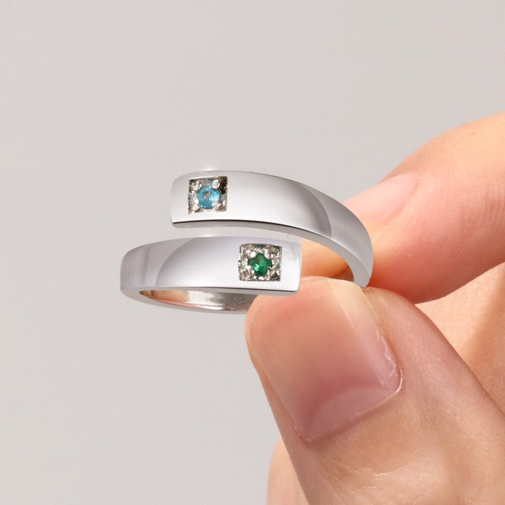 Personalized Women Rings with Birthstone Custom 2 Names Engraved Adjustable Promise Rings for Couples Jewelry(JewelOra RI103934)