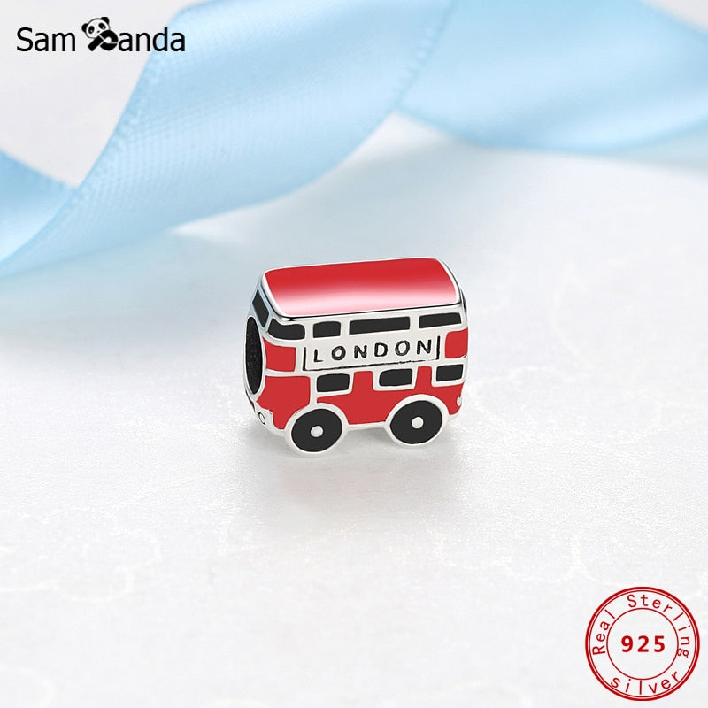 Original 925 Sterling Silver Charm Bead Travel London Bus Camera Suitcase Paris Charms Fit Pandora Bracelets Women Diy Jewelry