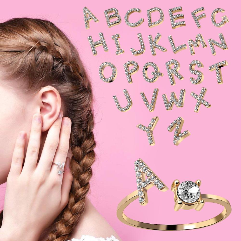 A-Z Letter Adjustable Opening Rings For Women Couple Alphabet Name Men Initials Ring Men Wedding Finger Jewelry anillos mujer