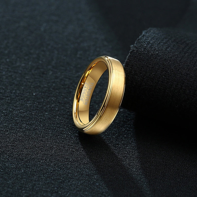 Vnox-anillos de tungsteno negro para hombres, anillos de boda finos de color dorado, joyería masculina, 5MM