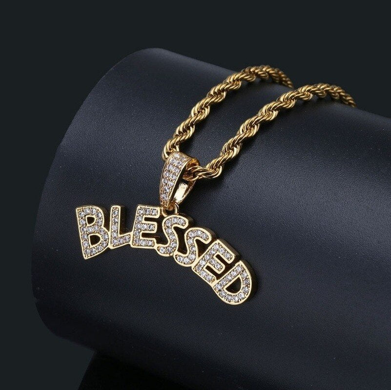 Hip Hop Men and Women Cubic Zircon MBM Letter Pendant Iced Out Full  Necklace Jewelry Gift