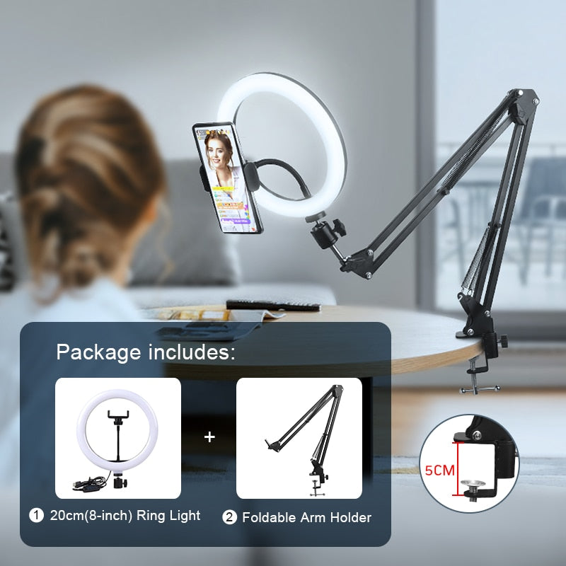 Selfie Circle Round Light Photography Led Rim Of Lamp with Optional Mobile Holder Mounting Tripod Stand Circle Round light For Live Video Stream