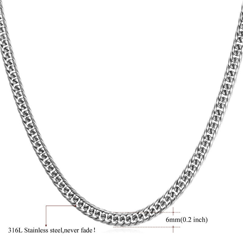 U7 Men Thick Chain Necklace Gold Chain 6/9/13MM Miami Cuban Chain Necklace 14&quot;-30&quot;  Stainless Steel Chunky Necklace N453