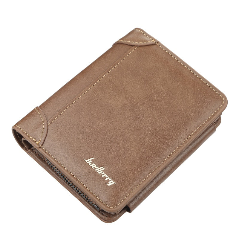 New Leather Men Wallets High Quality. Zipper Short Desigh, Card Holder Male Purse. Vintage Coin Holder Men Wallets.