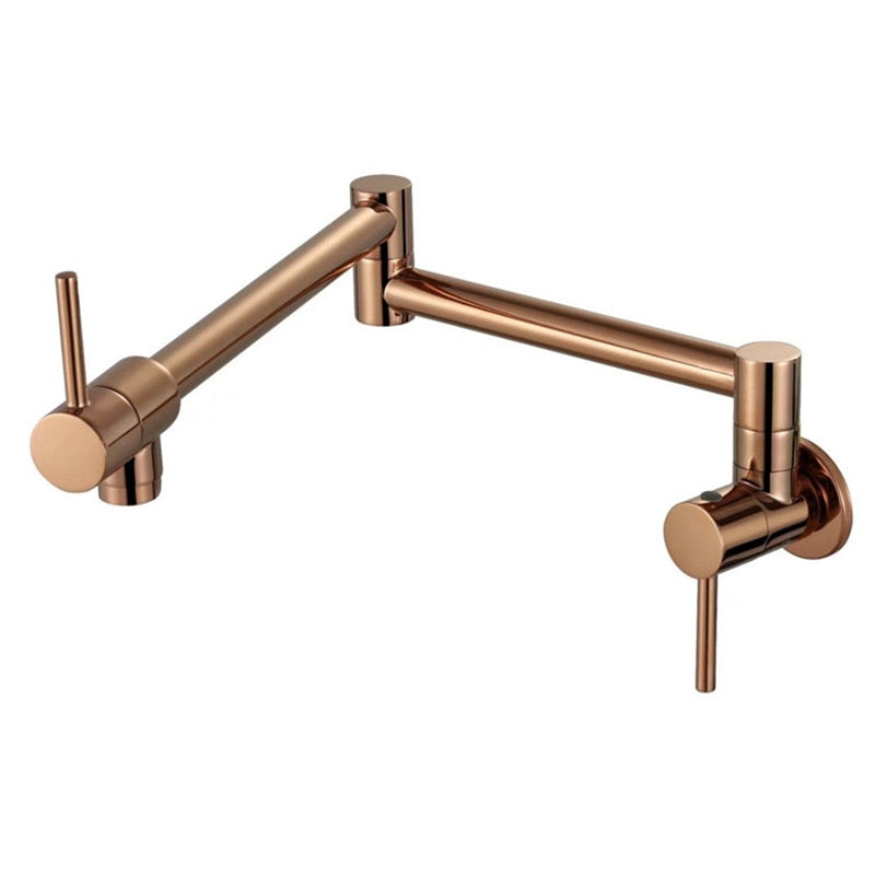 Pot Filler Tap Wall Mounted Foldable Kitchen Faucet Single Cold Single Hole Sink Tap Rotate Folding Spout Chrome Gold Brass