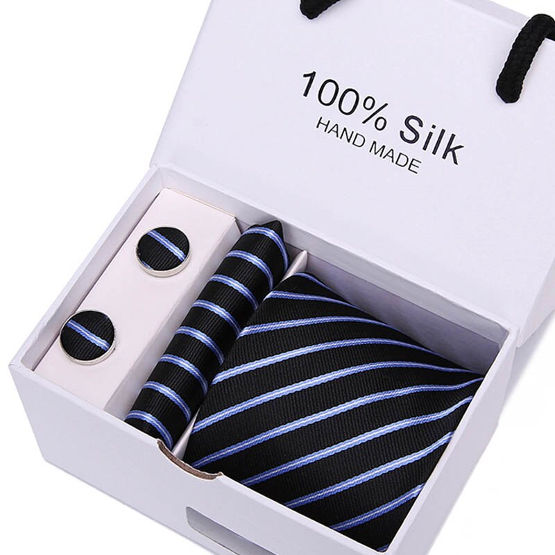 Joy alice New Men's Tie Hanky Cufflinks Set With Gift Box Red polka dot Fashion Ties For Men Wedding Business Party Groom SB43