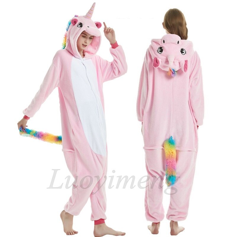 Kigurumi Unicorn Pajama Stitch Adult Animal Onesie Women Men Couple Pajamas Winter Pijamas Suit Panda Sleepwear Flannel Pyjamas