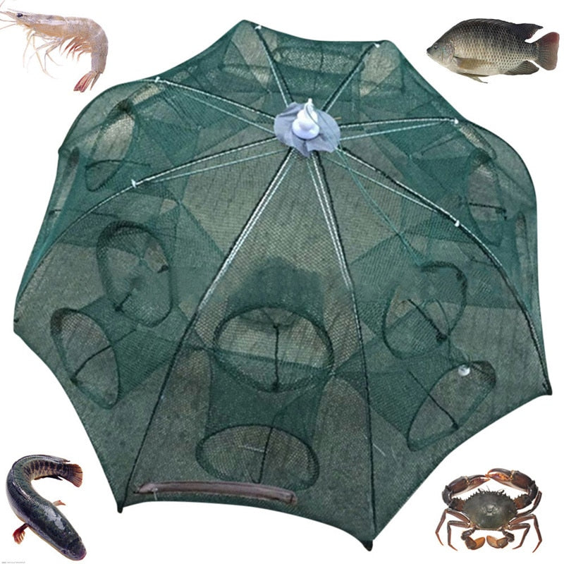 4/6/8/10 /12/16/20Hole Automatic Fishing Net Fishing Trap Portable Folding crayfish catcher Mesh Trap Cage with Ring for Fish